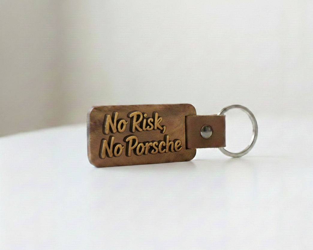 Leather Keychain - Wood Panel