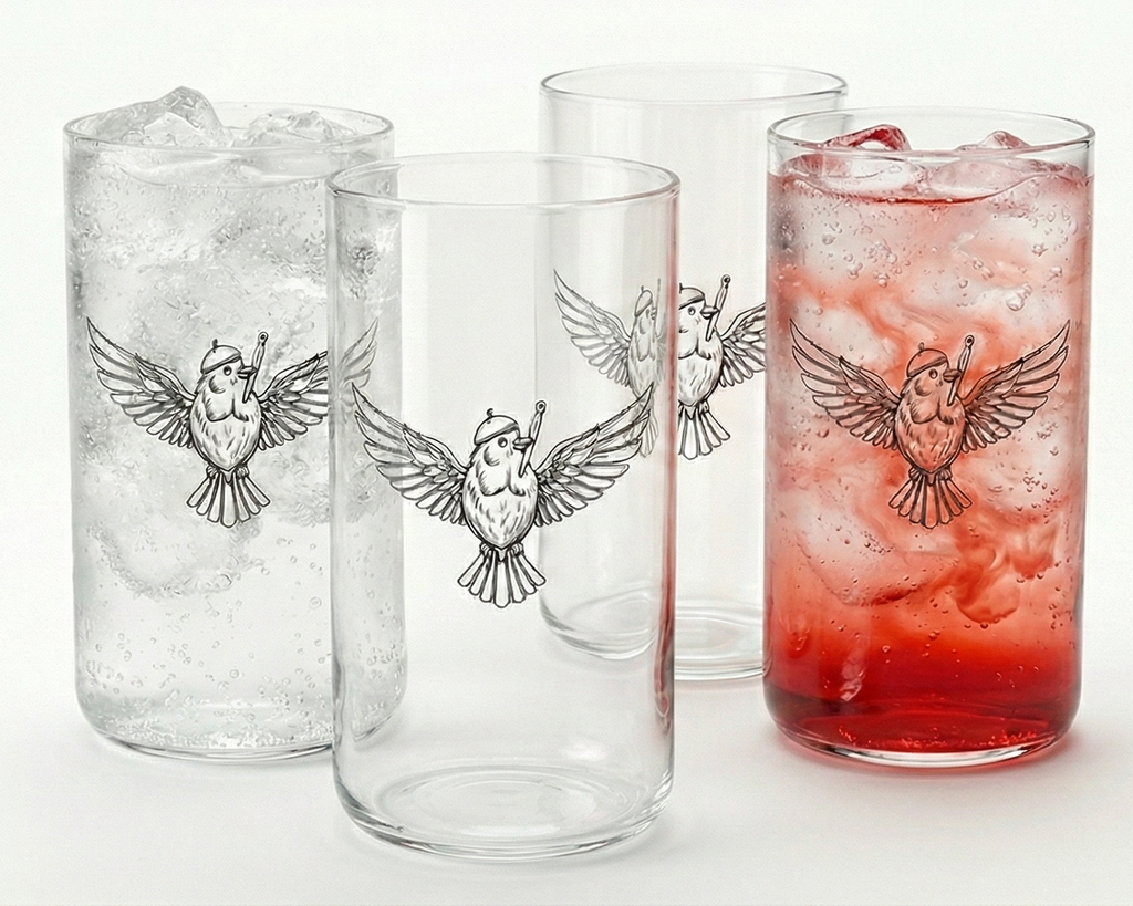 Custom Printed Tall Glass - Handmade